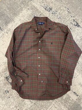 Ralph Lauren Red & Green Plaid Long-Sleeve Button-Down Shirt